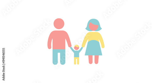 Family of three holding hands together.