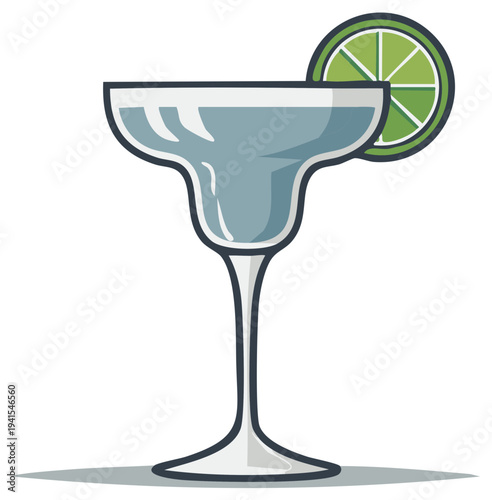 Refreshing Margarita Cocktail Illustration with Lime Slice Graphic, Cool Drink, Summer Beverage