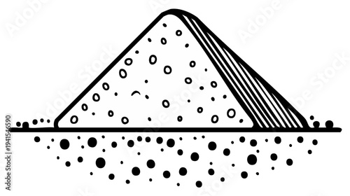 Hand-drawn illustration of a pile of granular material with textured sides