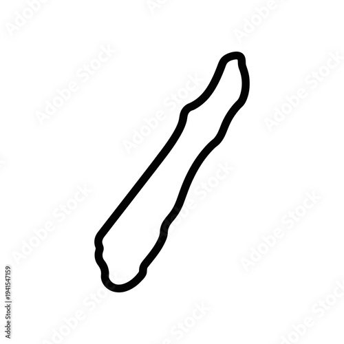 A simple black wavy line drawing on a white background, creating a minimalist abstract shape with a sense of movement and fluidity, ideal for design and artistic projects.