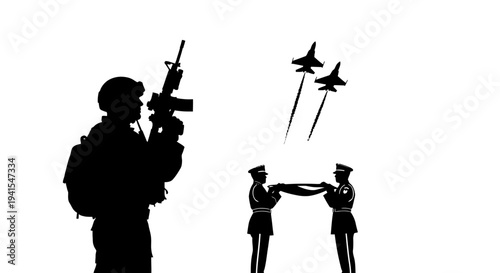 Soldier, Jets, Flag Ceremony: Military Honor Guard and Air Force Flyover