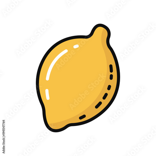 Cute Lemon Citrus Fruit Vector Icon Illustration, Fresh Yellow Lemon Cartoon Fruit Clipart, Simple Flat Lemon Fruit Icon Isolated VectorHealthy Lemon Citrus Food Illustration For Design 