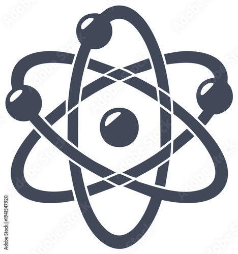 Modern Atom Model Icon with Nucleus and Orbiting Electrons for Science and Innovation
