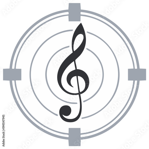 Music Note in Round Target Music and Art Conceptual Symbol Design