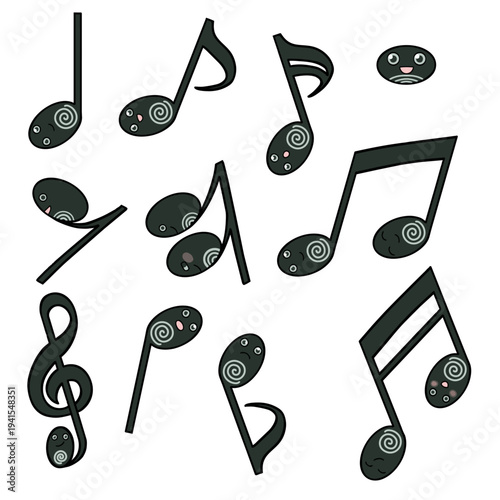 オタマジャクシをモチーフにした音符のイラスト 音楽と自然の融合