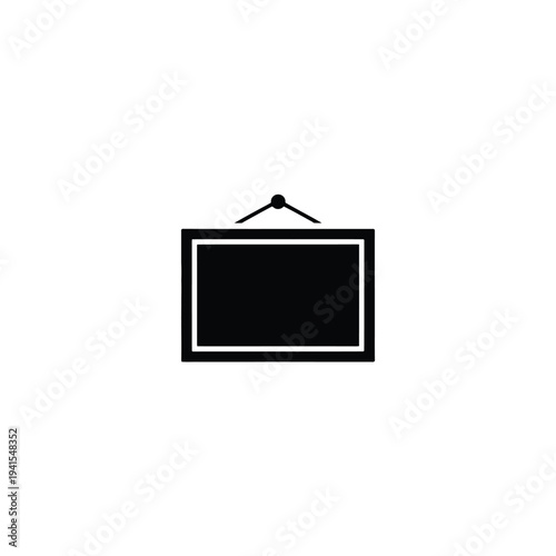Solid fill of a bulletin board notice hanging on a wall black white