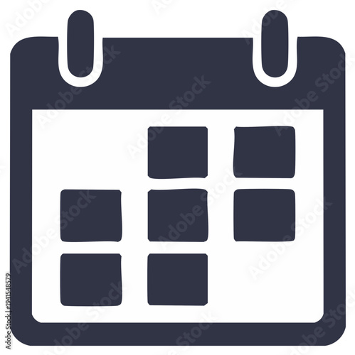Simple Dark Blue Calendar Grid Icon with Rounded Corners