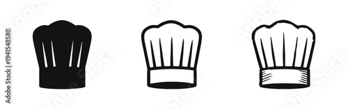 Chef Hat Icon Set - Cooking Toque and Culinary Professional Headwear Vector