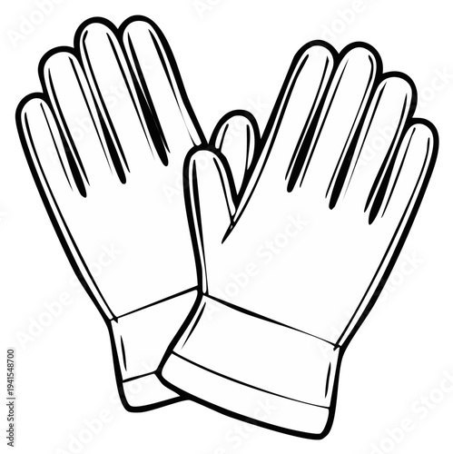 Pair of gloves outline illustration, work gear concept