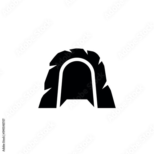 Cave entrance dark silhouette icon.