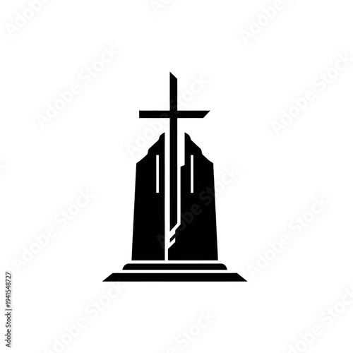 Christian Cross and Church Silhouette.
