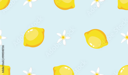 Seamless pattern with cute lemon.
