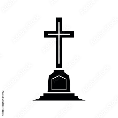 Christian Cross Symbol on Pedestal.