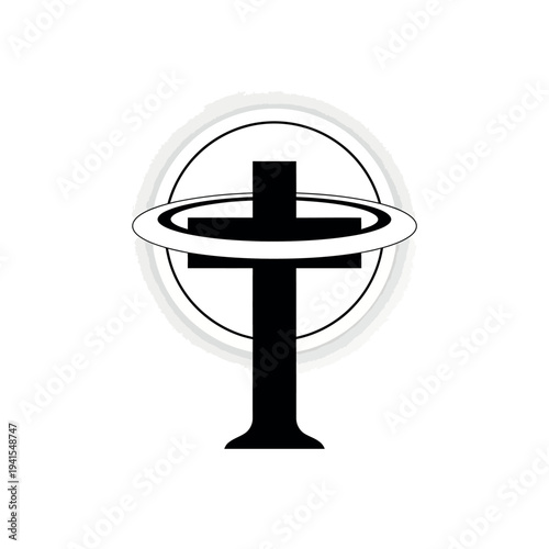 Christian Cross with Halo and Circle.
