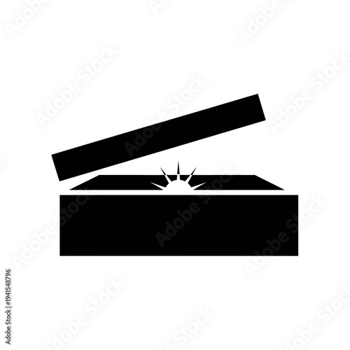 Open Box with Light Rays Icon.