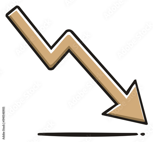 Jagged Downward Arrow Chart Symbolizing Economic Decline Financial Loss and Recession