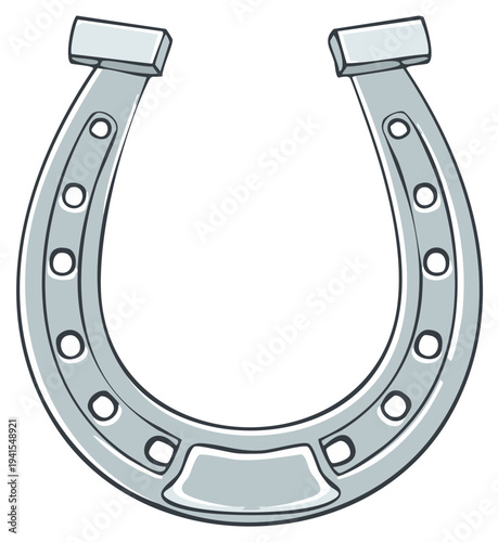 Classic Steel Horseshoe Illustration Symbol of Good Luck and Fortune