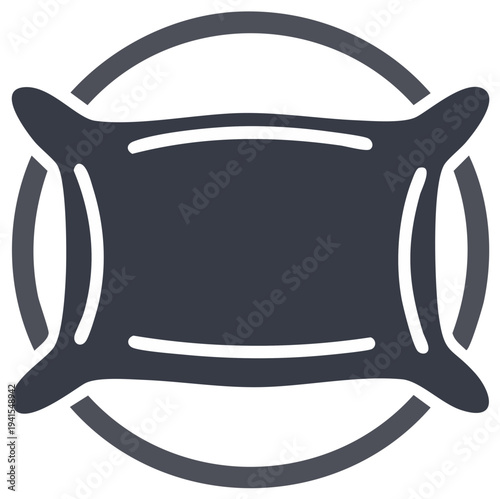Dark Grey Pillow with Accents in Circle Round Symbol Icon Illustration