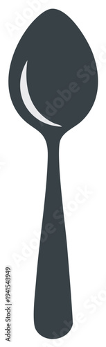 Elegant metallic spoon silhouette flat vector illustration for eating and measuring servings of foods