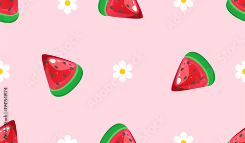 Cute watermelon fruits pattern background vector design 
