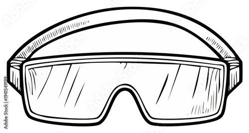 Drawn illustration of safety goggles for eye protection