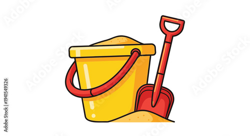 Vector beach bucket and shovel icon