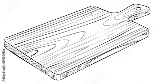 Wooden Cutting Board Illustration Simple Rectangular Shape Kitchen Utensil
