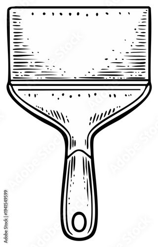 Classic Square Paint Brush Illustration Vintage Drawing of Painting Tool for Craft and Art Projects