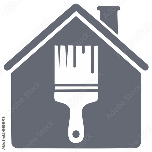 Home improvement and house painting icon symbol for renovation services and property maintenance