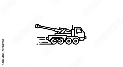 Artillery Truck Icon - Military Vehicle Line Art
