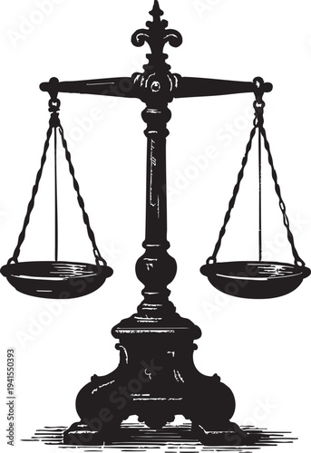 Classic justice scale illustration with balanced weights