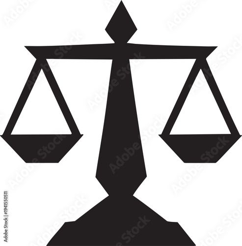 Black and white illustration of a balancing scale symbolizing justice