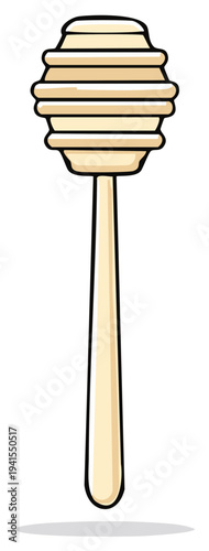 Cartoon honey dipper serving utensil with grooves for collecting sweet liquid