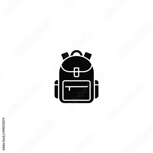 Solid fill of black backpack on white background school