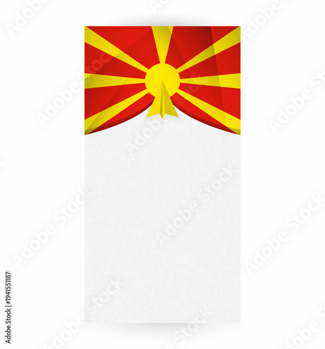 Travel to North Macedonia, Stylish Travel Banner with Flag and Paper Airplane.