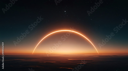 Gold glowing arc technology background on a black background