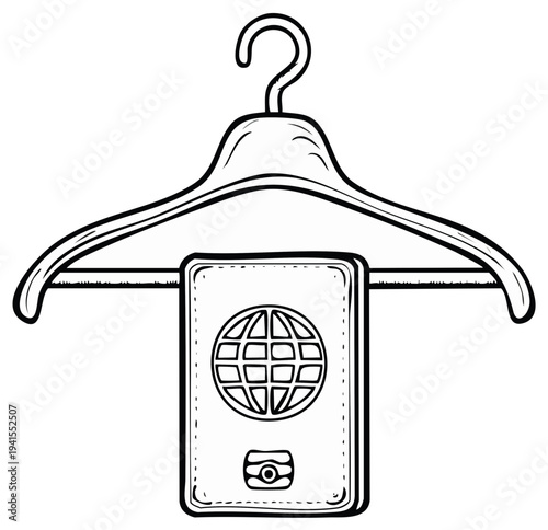 Passport Hanging on Clothes Hanger International Travel Concept