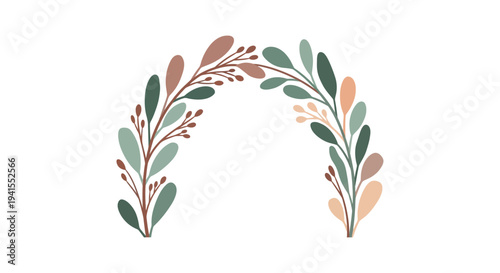 Botanical Archway with Leaves and Branches - Elegant Floral Design