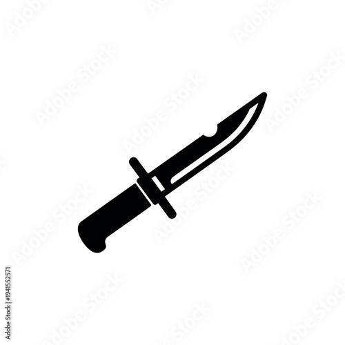 Black Combat Knife with Sharp Blade.