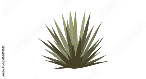 Green Agave Plant Illustration - Natural Desert Flora