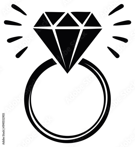 Diamond ring illustration, engagement jewelry concept