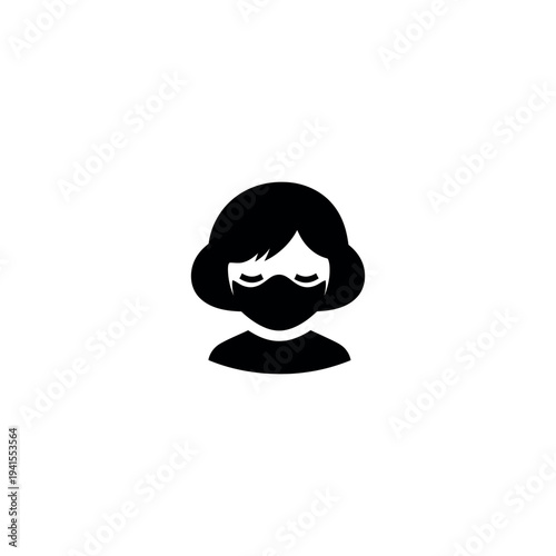 Woman Wearing Medical Face Mask Icon.