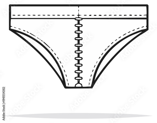 Underwear in minimalistic style. Female Swimsuit. Vector illustration of elegant underwear. Underpants with buttons.