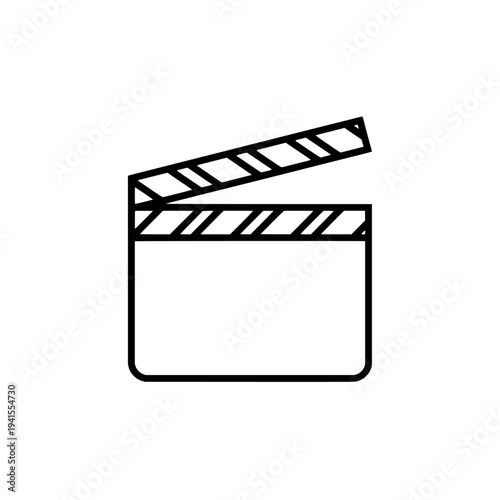Clapperboard icon logo design. Movie slate sign and symbol. Cinema production equipment.