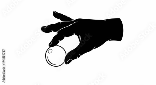 Silhouette hand holding a small, delicate bubble