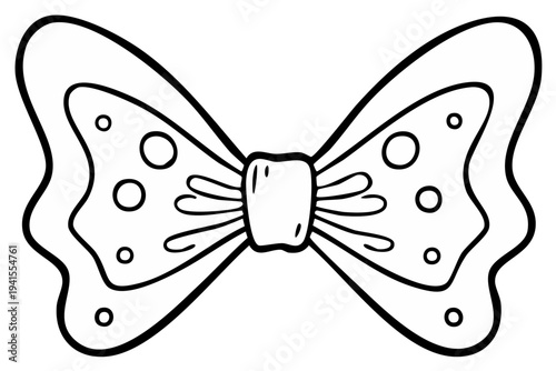 Outline of a decorative bow tie with a polka dot pattern for fashion and design.