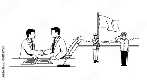 Business Partnership Agreement and Flag Ceremony