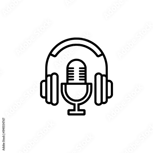 Headphones with microphone icon logo design. Headset sign and symbol. Gaming and call center equipment.