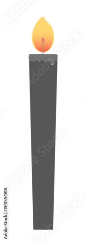 燃える1本の黒いロウソクのイラスト素材 - ミステリアスなハロウィンやホラーのイメージのキャンドル