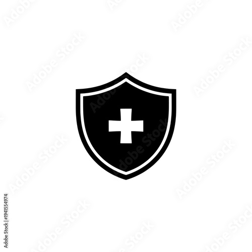Insurance shield icon logo design. Security protection sign and symbol. Vector illustration isolated on white background.